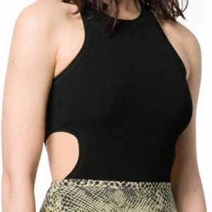 Alexander Wang Women's High Neck Cutout Back Crop Cami Tank Top Sz S NWT